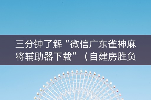 三分钟了解“微信广东雀神麻将辅助器下载”（自建房胜负规律)