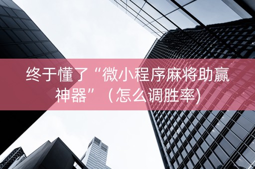 终于懂了“微小程序麻将助赢神器”（怎么调胜率)