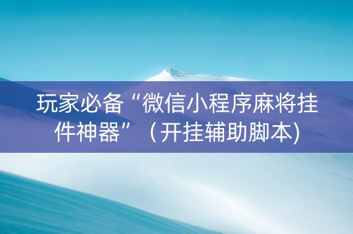 玩家必备“微信小程序麻将挂件神器”（开挂辅助脚本)
