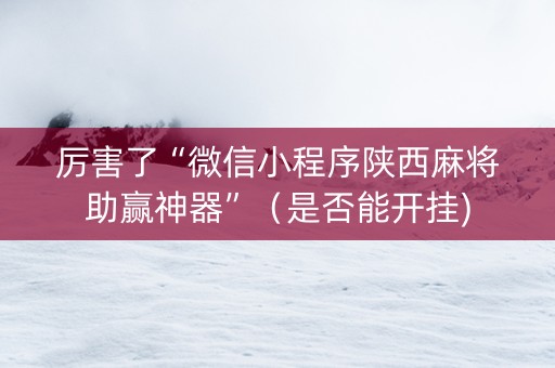 厉害了“微信小程序陕西麻将助赢神器”（是否能开挂)