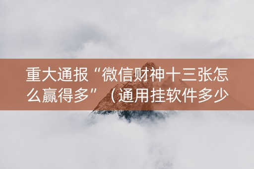 重大通报“微信财神十三张怎么赢得多”（通用挂软件多少钱)