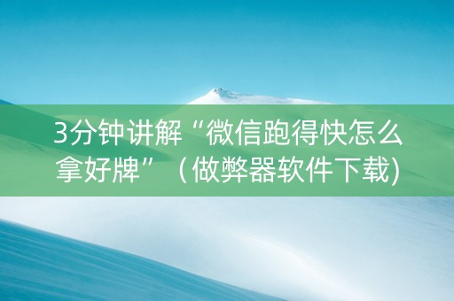 3分钟讲解“微信跑得快怎么拿好牌”（做弊器软件下载)
