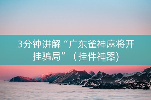 3分钟讲解“广东雀神麻将开挂骗局”（挂件神器)