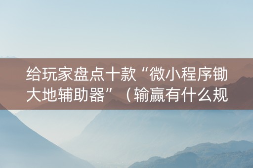 给玩家盘点十款“微小程序锄大地辅助器”（输赢有什么规律)