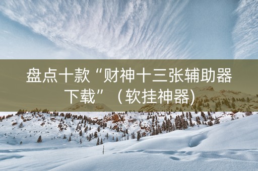 盘点十款“财神十三张辅助器下载”（软挂神器)