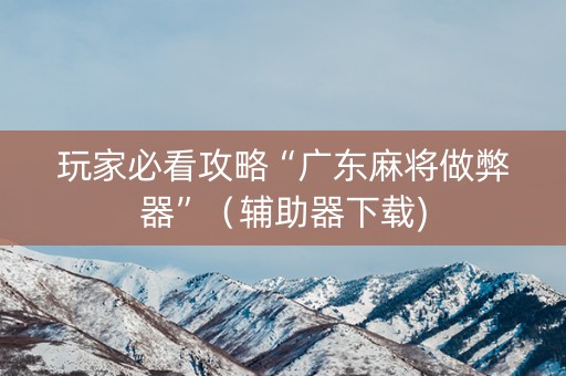 玩家必看攻略“广东麻将做弊器”（辅助器下载)