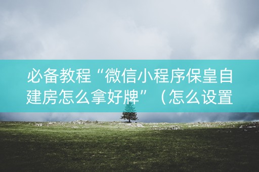 必备教程“微信小程序保皇自建房怎么拿好牌”（怎么设置能有好牌)