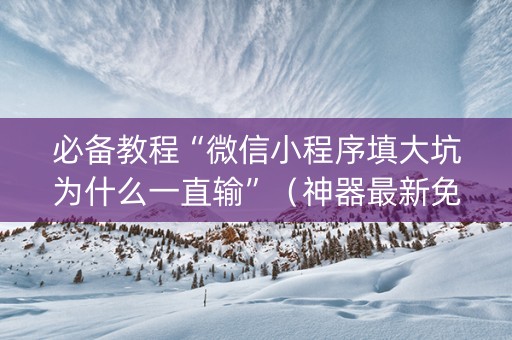 必备教程“微信小程序填大坑为什么一直输”（神器最新免费)