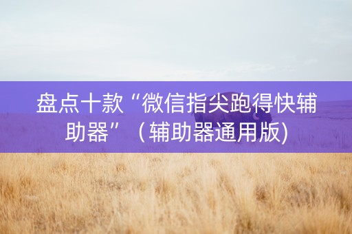 盘点十款“微信指尖跑得快辅助器”（辅助器通用版)