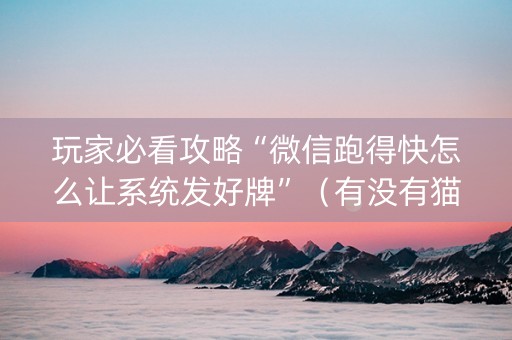 玩家必看攻略“微信跑得快怎么让系统发好牌”（有没有猫腻)