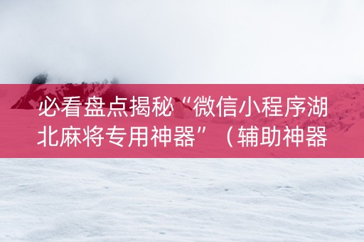 必看盘点揭秘“微信小程序湖北麻将专用神器”（辅助神器免费)