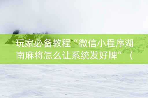 玩家必备教程“微信小程序湖南麻将怎么让系统发好牌”（透明器教程)