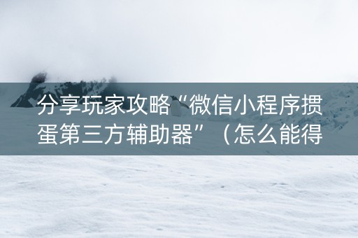 分享玩家攻略“微信小程序掼蛋第三方辅助器”（怎么能得到好牌)