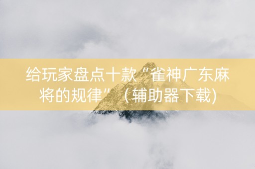 给玩家盘点十款“雀神广东麻将的规律”（辅助器下载)