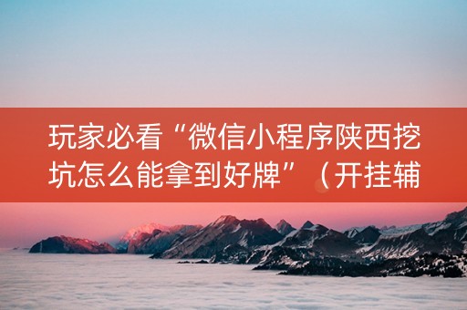 玩家必看“微信小程序陕西挖坑怎么能拿到好牌”（开挂辅助器插件)