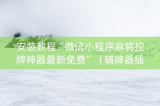 安装教程“微信小程序麻将控牌神器最新免费”（辅牌器插件购买)