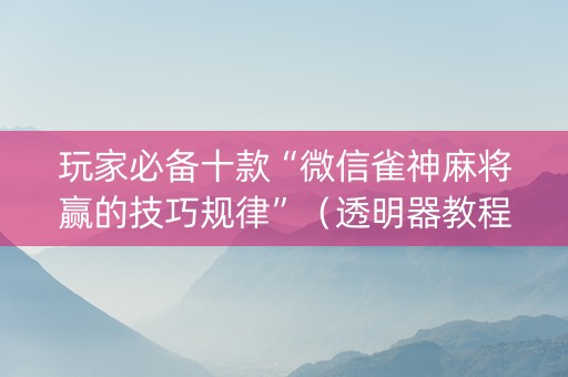 玩家必备十款“微信雀神麻将赢的技巧规律”（透明器教程)
