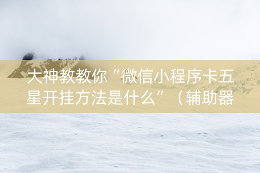 大神教教你“微信小程序卡五星开挂方法是什么”（辅助器通用版)