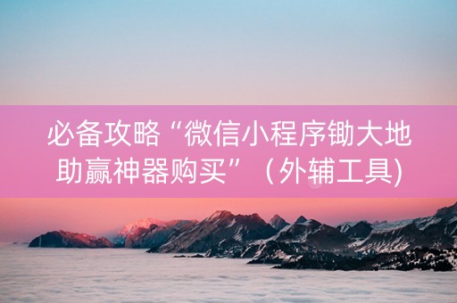 必备攻略“微信小程序锄大地助赢神器购买”（外辅工具)