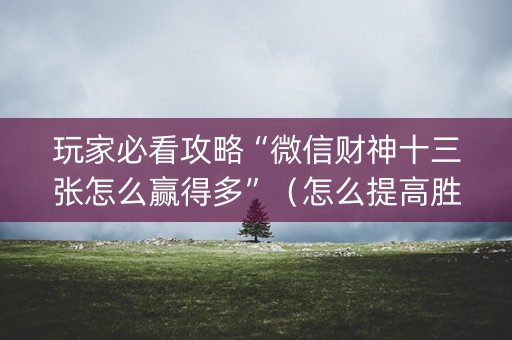 玩家必看攻略“微信财神十三张怎么赢得多”（怎么提高胜率)
