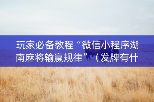 玩家必备教程“微信小程序湖南麻将输赢规律”（发牌有什么规律吗)