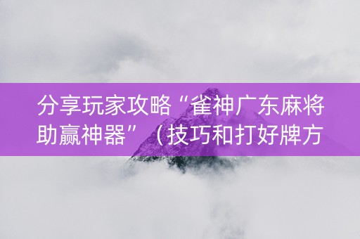 分享玩家攻略“雀神广东麻将助赢神器”（技巧和打好牌方法)
