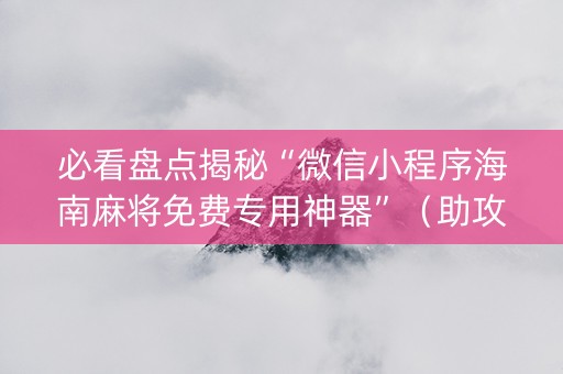 必看盘点揭秘“微信小程序海南麻将免费专用神器”（助攻神器)
