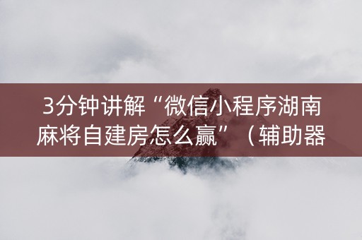 3分钟讲解“微信小程序湖南麻将自建房怎么赢”（辅助器下载)