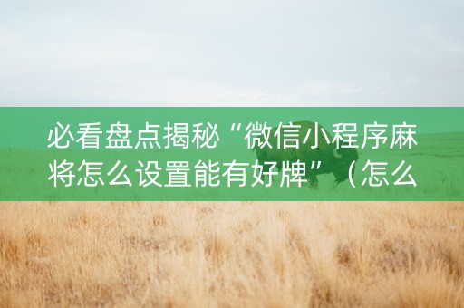必看盘点揭秘“微信小程序麻将怎么设置能有好牌”（怎么能调好牌)