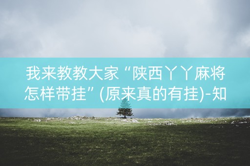 我来教教大家“陕西丫丫麻将怎样带挂”(原来真的有挂)-知乎