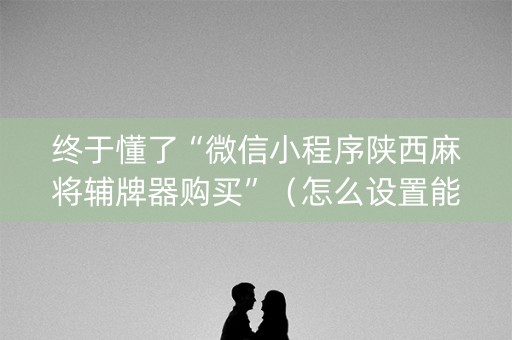 终于懂了“微信小程序陕西麻将辅牌器购买”（怎么设置能有好牌)
