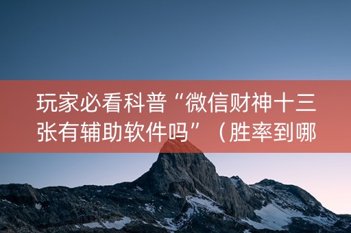 玩家必看科普“微信财神十三张有辅助软件吗”（胜率到哪调)