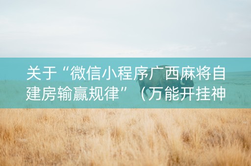 关于“微信小程序广西麻将自建房输赢规律”（万能开挂神器)