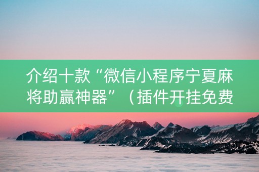 介绍十款“微信小程序宁夏麻将助赢神器”（插件开挂免费AI)