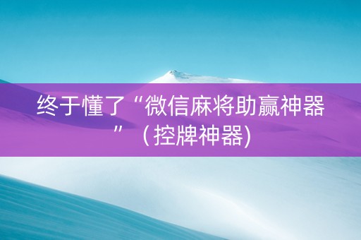 终于懂了“微信麻将助赢神器”（控牌神器)