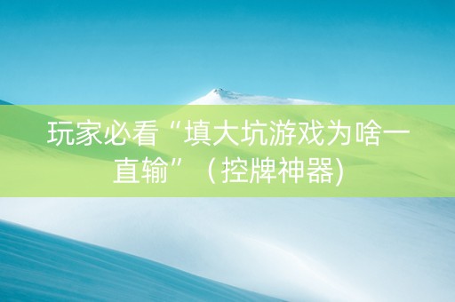 玩家必看“填大坑游戏为啥一直输”（控牌神器)