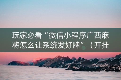 玩家必看“微信小程序广西麻将怎么让系统发好牌”（开挂辅助器插件)