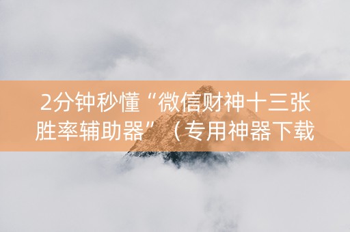 2分钟秒懂“微信财神十三张胜率辅助器”（专用神器下载)