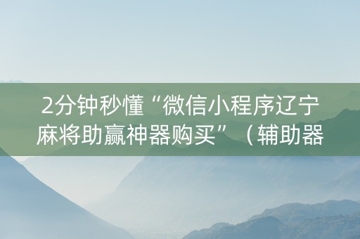 2分钟秒懂“微信小程序辽宁麻将助赢神器购买”（辅助器通用版)