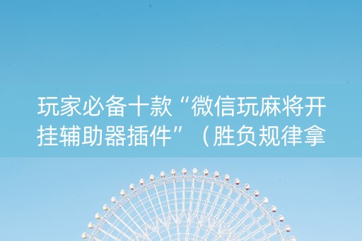 玩家必备十款“微信玩麻将开挂辅助器插件”（胜负规律拿好牌)
