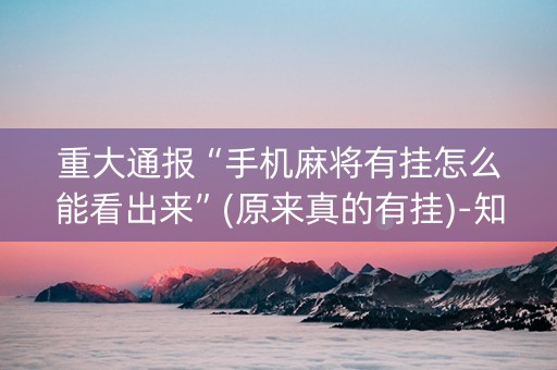重大通报“手机麻将有挂怎么能看出来”(原来真的有挂)-知乎