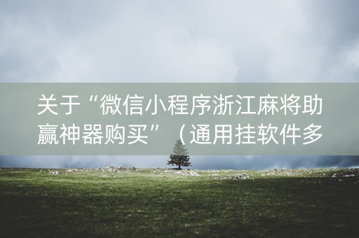 关于“微信小程序浙江麻将助赢神器购买”（通用挂软件多少钱)