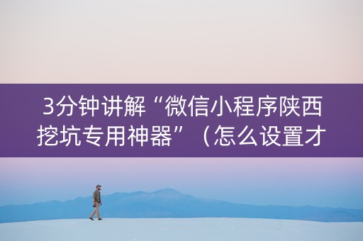 3分钟讲解“微信小程序陕西挖坑专用神器”（怎么设置才能赢)