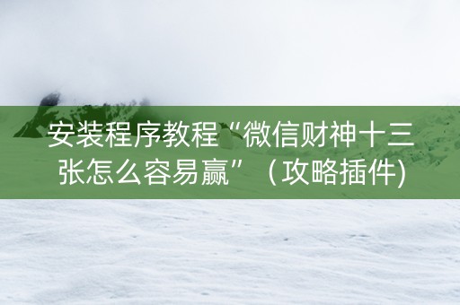 安装程序教程“微信财神十三张怎么容易赢”（攻略插件)