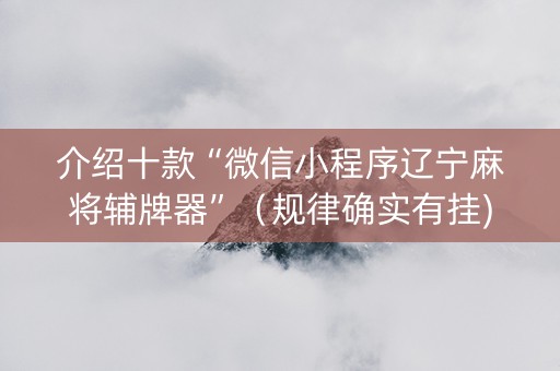 介绍十款“微信小程序辽宁麻将辅牌器”（规律确实有挂)