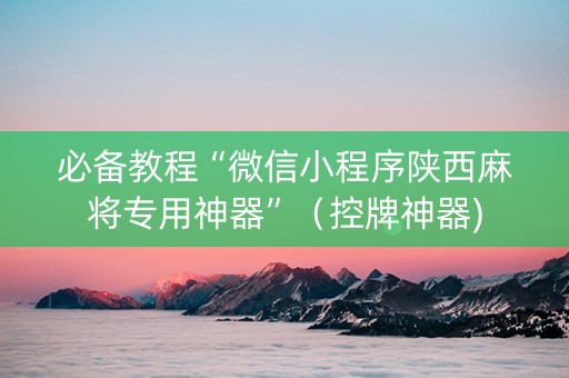 必备教程“微信小程序陕西麻将专用神器”（控牌神器)