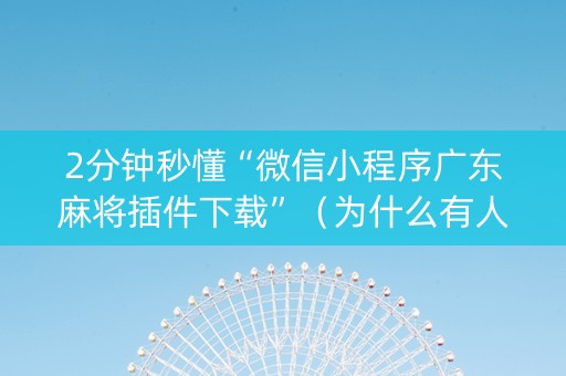 2分钟秒懂“微信小程序广东麻将插件下载”（为什么有人一直赢)
