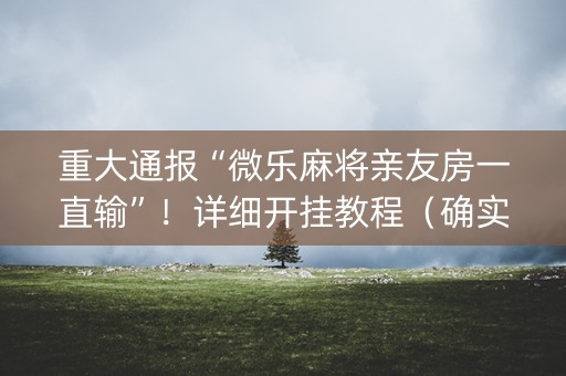 重大通报“微乐麻将亲友房一直输”！详细开挂教程（确实真的有挂)-知乎