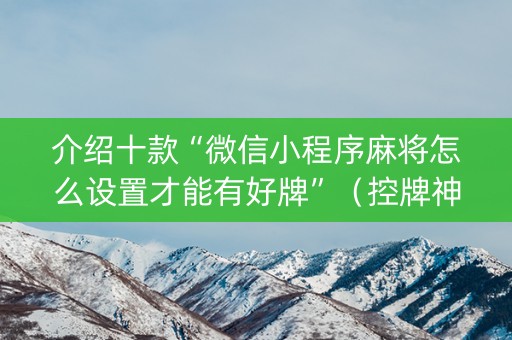 介绍十款“微信小程序麻将怎么设置才能有好牌”（控牌神器)