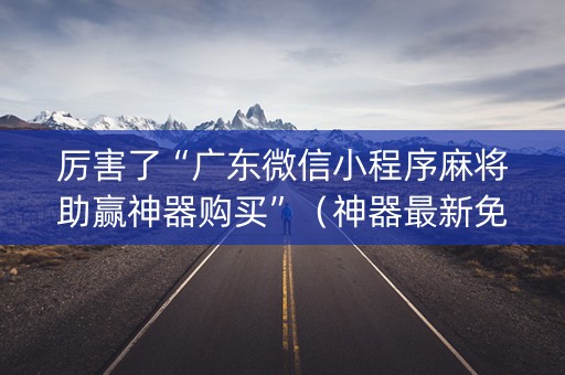 厉害了“广东微信小程序麻将助赢神器购买”（神器最新免费)